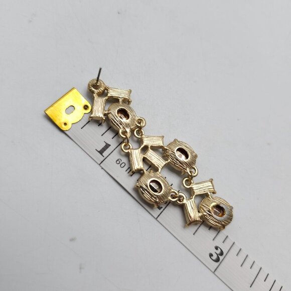 Vintage Gold Tone Crystal Drop Earrings With Faceted Oval Baguette Stones - Picture 3 of 4